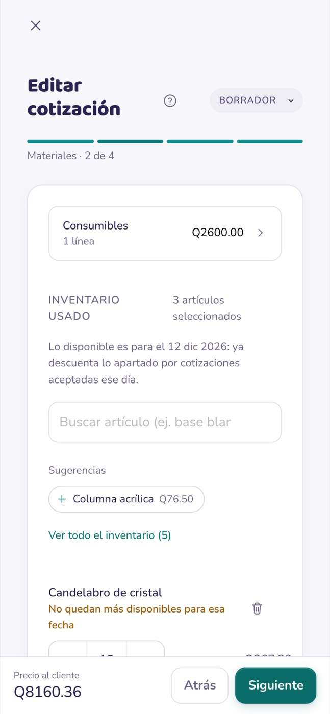 El Cotizador de dECally en un celular